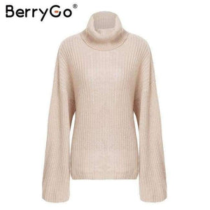 Planet Gates Apricot / S Sexy backless cross knitted sweater Women turtleneck batwing sleeve 2018 Autumn winter casual loose pullover jumper