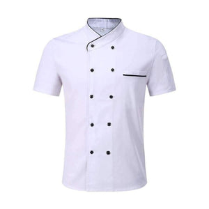 Planet Gates Apron 1 / XL Black White Unisex Kitchen Chef Uniform Short Sleeve Double Breasted Cook Wear Chef Jacket & Apron Bakery Food Service