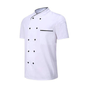 Planet Gates Apron 1 / XL Black White Unisex Kitchen Chef Uniform Short Sleeve Double Breasted Cook Wear Chef Jacket & Apron Bakery Food Service