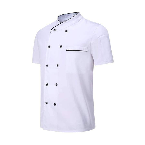 Planet Gates Apron 1 / XL Black White Unisex Kitchen Chef Uniform Short Sleeve Double Breasted Cook Wear Chef Jacket & Apron Bakery Food Service