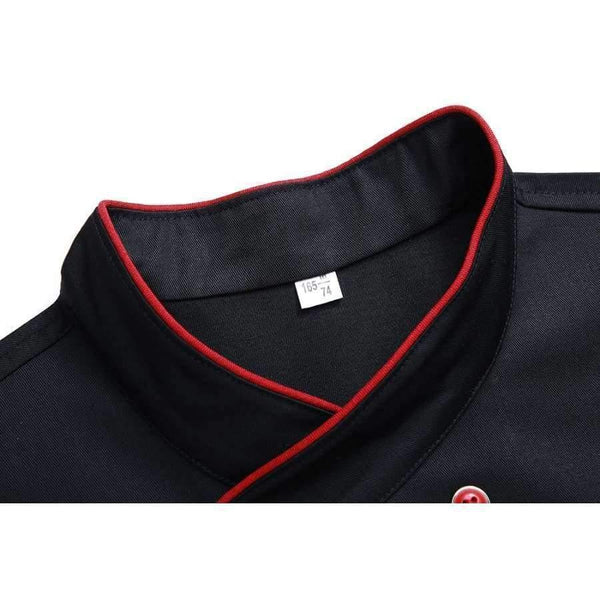 Planet Gates Apron 1 / XL Black White Unisex Kitchen Chef Uniform Short Sleeve Double Breasted Cook Wear Chef Jacket & Apron Bakery Food Service