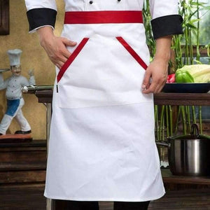 Planet Gates Apron 2 / XL Black White Unisex Kitchen Chef Uniform Short Sleeve Double Breasted Cook Wear Chef Jacket & Apron Bakery Food Service
