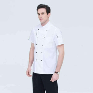 Planet Gates apron1 / One Size Unisex Restaurant Chef Coats Short Sleeve Summer Casual Double Breasted Kitchen Cooking Work Wear Hotel Waiter Uniforms Jackets