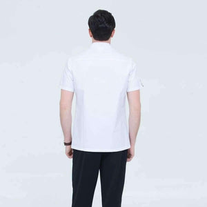 Planet Gates apron1 / One Size Unisex Restaurant Chef Coats Short Sleeve Summer Casual Double Breasted Kitchen Cooking Work Wear Hotel Waiter Uniforms Jackets