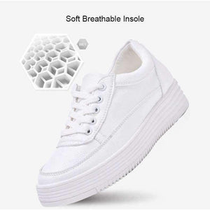 Planet Gates APTESOL Fashion Height Increasing White Shoes Woman Breathable Platform Sneaker Ladies Casual Shoes Women's PU Vulcanize Shoes