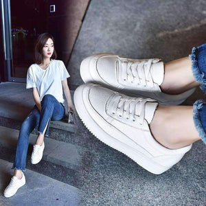 Planet Gates APTESOL Fashion Height Increasing White Shoes Woman Breathable Platform Sneaker Ladies Casual Shoes Women's PU Vulcanize Shoes