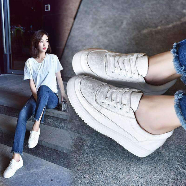 Planet Gates APTESOL Fashion Height Increasing White Shoes Woman Breathable Platform Sneaker Ladies Casual Shoes Women's PU Vulcanize Shoes