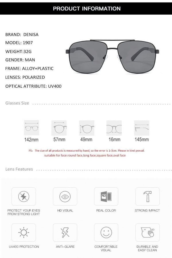 Planet Gates AR Black Sunglasses Luxury Brand Anti-Reflective Men's Sunglasses Polarized Coating Lens Square Sun Glasses