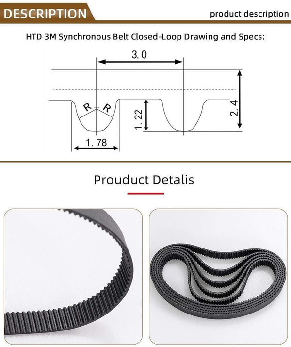 Planet Gates Arc HTD 3M Timing belt C=366 369 375 378 381 384 390 393 396 399 width 6/9/10/12/15/20mm Rubbe Closed Loop Synchronous pitch 3mm