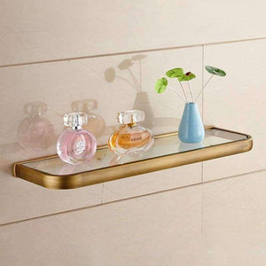 Planet Gates Archaize Quality Bathroom Shelves Thickness Quadrangle Glass Shelves Cosmetic Shampo Showeroom Rack Copper Golden Accessories 1020