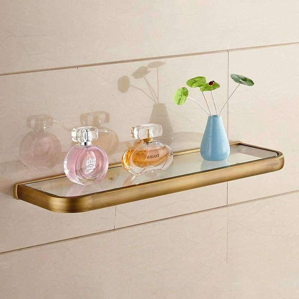 Planet Gates Archaize Quality Bathroom Shelves Thickness Quadrangle Glass Shelves Cosmetic Shampo Showeroom Rack Copper Golden Accessories 1020