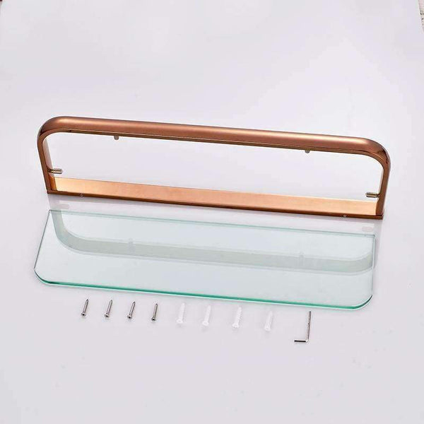 Planet Gates Archaize Quality Bathroom Shelves Thickness Quadrangle Glass Shelves Cosmetic Shampo Showeroom Rack Copper Golden Accessories 1020
