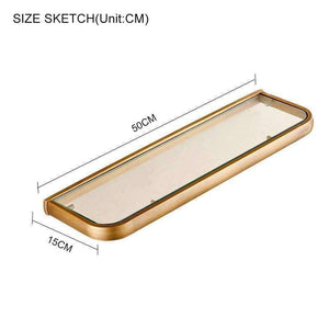 Planet Gates Archaize Quality Bathroom Shelves Thickness Quadrangle Glass Shelves Cosmetic Shampo Showeroom Rack Copper Golden Accessories 1020