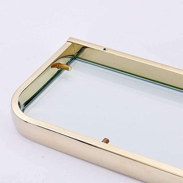 Planet Gates Archaize Quality Bathroom Shelves Thickness Quadrangle Glass Shelves Cosmetic Shampo Showeroom Rack Copper Golden Accessories 1020