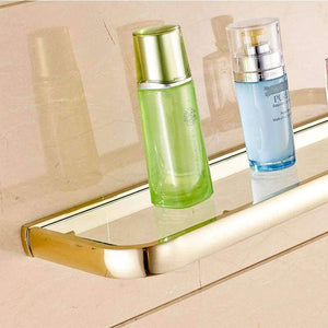 Planet Gates Archaize Quality Bathroom Shelves Thickness Quadrangle Glass Shelves Cosmetic Shampo Showeroom Rack Copper Golden Accessories 1020