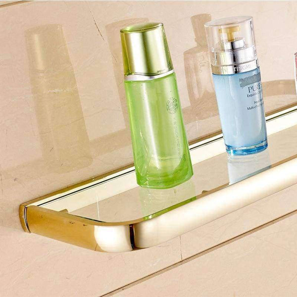 Planet Gates Archaize Quality Bathroom Shelves Thickness Quadrangle Glass Shelves Cosmetic Shampo Showeroom Rack Copper Golden Accessories 1020