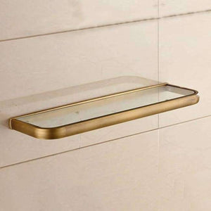 Planet Gates Archaize Quality Bathroom Shelves Thickness Quadrangle Glass Shelves Cosmetic Shampo Showeroom Rack Copper Golden Accessories 1020