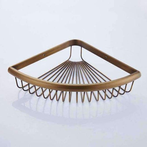 Planet Gates Archaize Single Bathroom Shelves Pure Copper Corner Triangle Basket Single Double Layer With Hooks Cosmetic Rack Shower Shampoo Accessorie