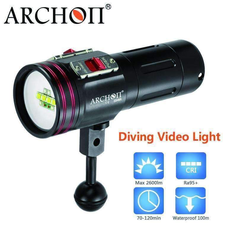 Planet Gates ARCHON 2600lm diving video light underwater UV/red/white lighting photography light Waterproof 100m Diving diving video lighting