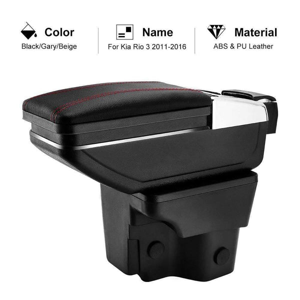 Planet Gates Armrest Box For Kia Rio 3 2011-2016 PU Leather Central Container Storage Box Car Styling Accessories