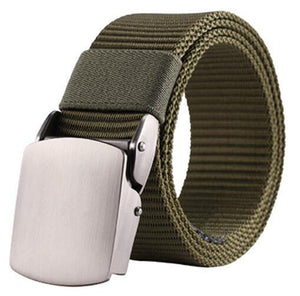 Fashion Male Black Nylon Belt Outdoor Metal Automatic Buckle Canvas Belts Casual Pants Cool Wild Luxury Waist Belts