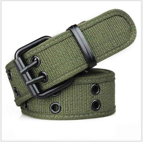 Planet Gates Army Green / 110cm Belt  Wholesale Canvas Men's Belt Double Pin Buckle Waistband For Men Canvas Belts Fashion belts