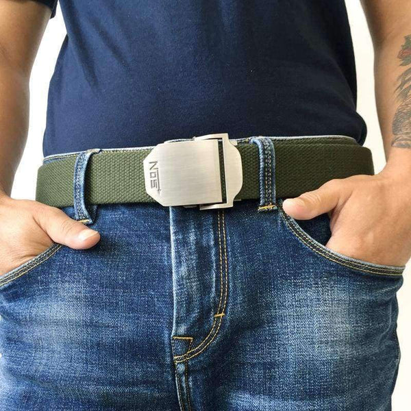 Planet Gates army green / 110cm Hot male tactical belt Top quality Elastic Canvas belts for men NO5 Automatic buckle Outdoor Sport Long 160cm White Weave straps