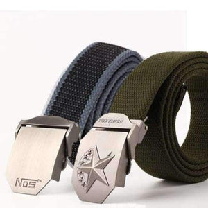 Planet Gates army green / 110cm Hot male tactical belt Top quality Elastic Canvas belts for men NO5 Automatic buckle Outdoor Sport Long 160cm White Weave straps