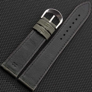 Planet Gates Army Green / 18mm Canvas Nylon Genuine leather inner Watchband Canvas Two Parts Watch Strap 18mm 20mm 22mm 24mm