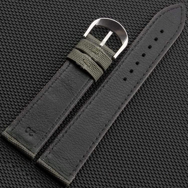 Planet Gates Army Green / 18mm Canvas Nylon Genuine leather inner Watchband Canvas Two Parts Watch Strap 18mm 20mm 22mm 24mm
