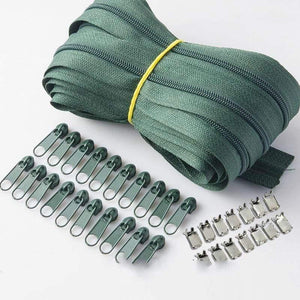 Planet Gates army green / 3# / 10M20PCSilder10Stopp Meetee 10/20M Nylon 3# Coil Zipper With Slider & Stopper For Quilt Bags Tent Invisible Clothing Zip Sewing Crafts Accessories