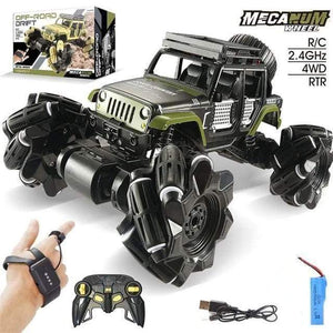 Planet Gates Army Green 360 Degree Alloy Stunt RC Cars Toys 2.4G 4CH 1:16 Drift Dual Remote Control Car Model Gift For Kids Boy Birthday Christmas