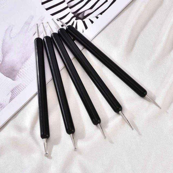 Planet Gates Army Green 5 Pcs/Sets Nail Art Pen 2 In 1 Double Ends Dotting Drawing Painting UV Gel Liner Polish Brush Set Nail Art Dotting Tools