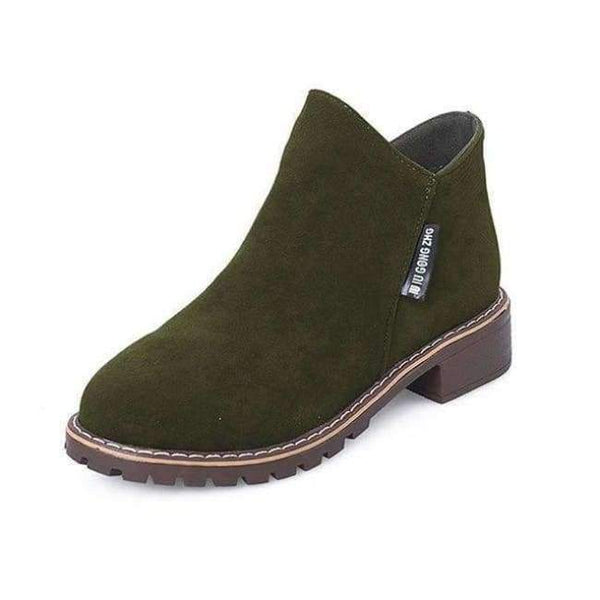 Planet Gates Army Green / 6 Fashion Women Martin Boots Autumn Winter Boots Classic Zipper Snow Ankle Boots Winter Suede Warm Fur Plush Women Shoes