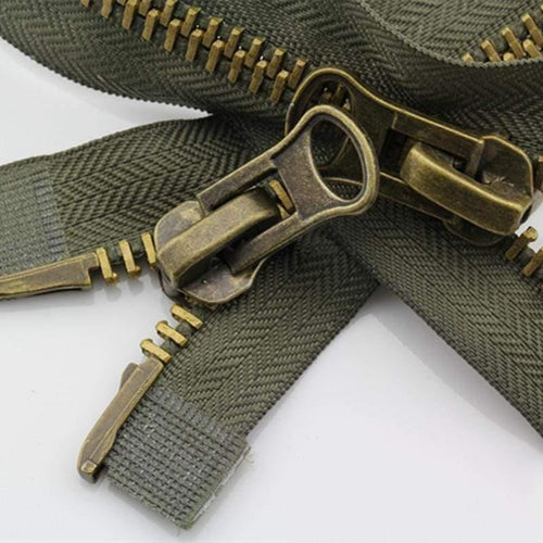 Planet Gates army green / 8# / 15cmx2pcs Close-end Meetee 8# Metal Zipper 70/80/90/100/120cm Double Sliders for Coat Down Jacket Zip Repair DIY Clothing Sewing Tailor Accessories
