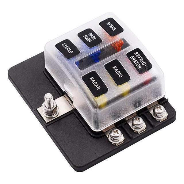 Blade Fuse Box Holder 12V 32V for Car Boat Marine Caravan Trike Car Fuse Blocks with LED Indicator Warning Light 6/8/10/12 Way