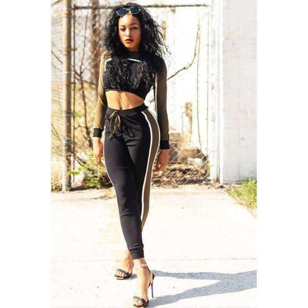 Planet Gates Army Green / L Color Women Suit 2018 Women Set Autumn 2 Piece Set Women Sporting Tracksuit Sportswear Two Piece Set Sweatshirt Set