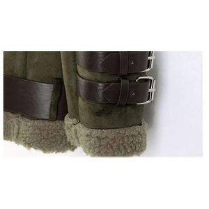 Planet Gates Army Green / L Leather Suede Jacket Coat Women New Winter Warm Lamb Wool Zipper Stand Collar Black Motorcycle Jackets Thick Bomber Outwear