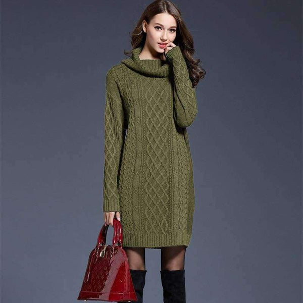 Planet Gates Army Green / L New Arrival Women Loose Knitted Long Autumn Sweater Shirts Fashion Sexy Fit Body Fat MM Autumn Winter Sweaters