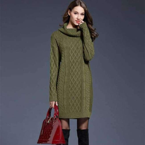 Planet Gates Army Green / L New Arrival Women Loose Knitted Long Autumn Sweater Shirts Fashion Sexy Fit Body Fat MM Autumn Winter Sweaters