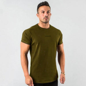 Short Sleeve Skinny T-shirt Men's Summer Casual Cotton Tees Tshirt Tops Male Gym Fitness Bodybuilding Crossfit Workout Clothing
