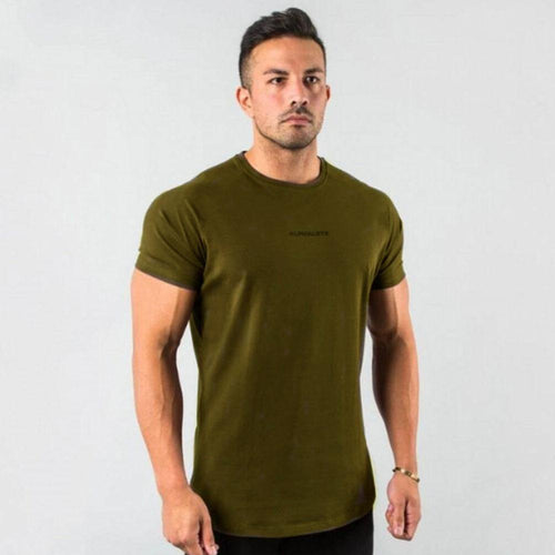 Short Sleeve Skinny T-shirt Men's Summer Casual Cotton Tees Tshirt Tops Male Gym Fitness Bodybuilding Crossfit Workout Clothing