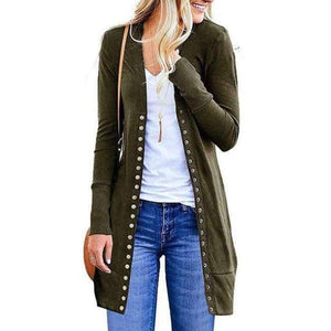 Planet Gates army green / L Women Casual Long Cardigan Coat Female 2018 Autumn Long Sleeve Solid Black Elegant Slim Knitted Casual Sweater Jacket