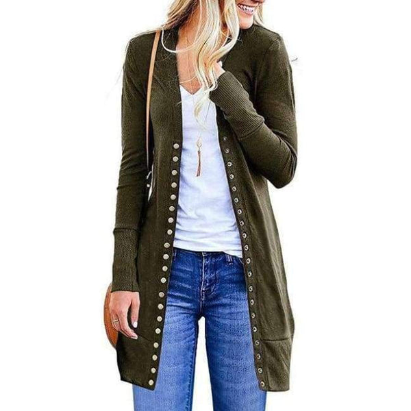 Planet Gates army green / L Women Casual Long Cardigan Coat Female 2018 Autumn Long Sleeve Solid Black Elegant Slim Knitted Casual Sweater Jacket