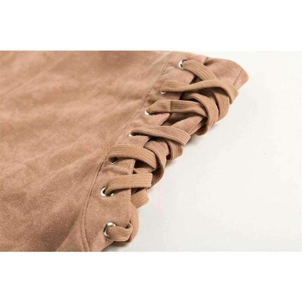 Planet Gates army green / L Women  Lace Up Side Waist Suede Leggings Sexy Legging