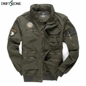 Planet Gates Army Green / M Aeronautica Militare Bomber Jacket Men Removable Sleeve Tactical Military Uniform Coat
