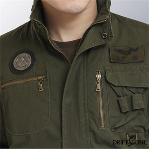 Planet Gates Army Green / M Aeronautica Militare Bomber Jacket Men Removable Sleeve Tactical Military Uniform Coat