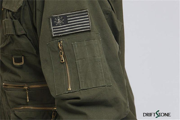 Planet Gates Army Green / M Aeronautica Militare Bomber Jacket Men Removable Sleeve Tactical Military Uniform Coat