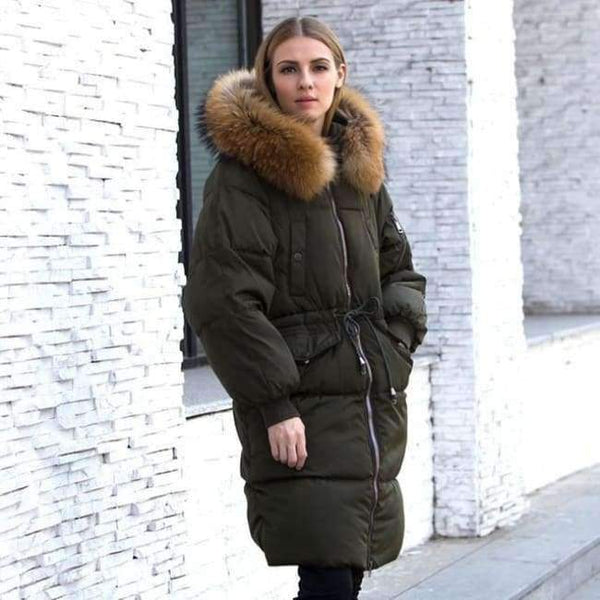 Planet Gates Army Green / M Jacket Women 2018 Female Parka With Large Real Raccoon Fur Hooded Coats And Jackets Thick Warm Parkas Outwear Plus Size