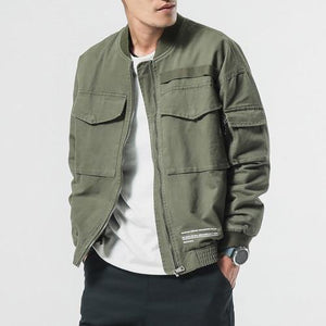 Planet Gates army green / M Men Casual Jacket Coat Men's Washed Pure Cotton Brand-Clothing Army green Bomber Jackets Male cargo Coats